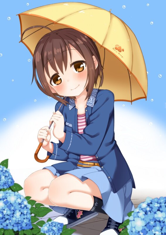 Anime girl with yellow umbrella