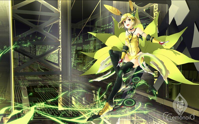 Anime Girl with Yellow Wings