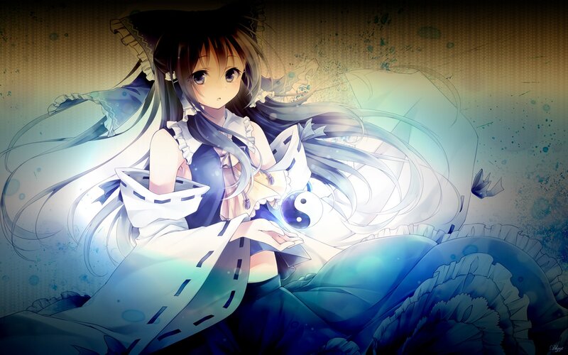anime girl with yin-yang symbol