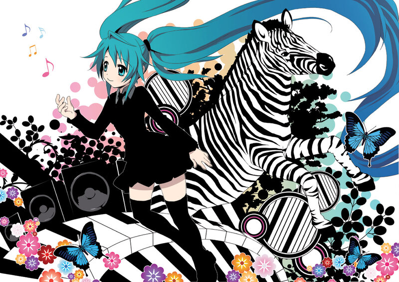Anime Girl with Zebra — Blue