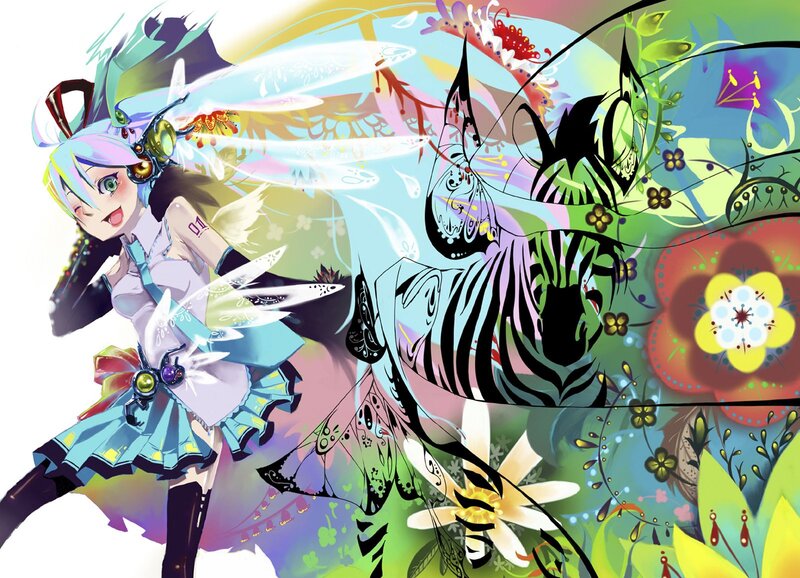 Anime Girl with Zebra — Blue, Vibrant