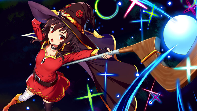 Anime Girl Wizard — Red, Dramatic, Night