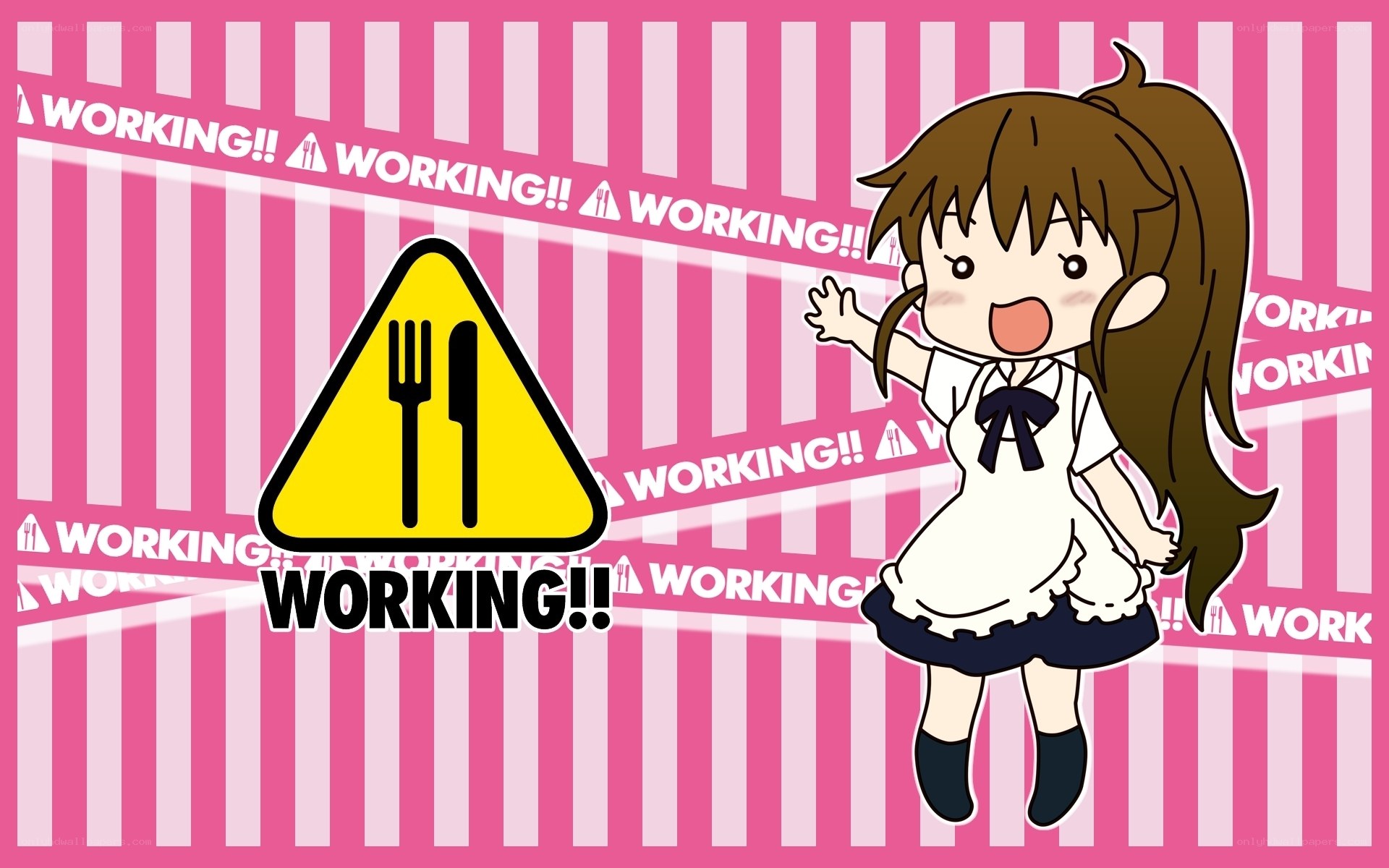 anime girl working sign
