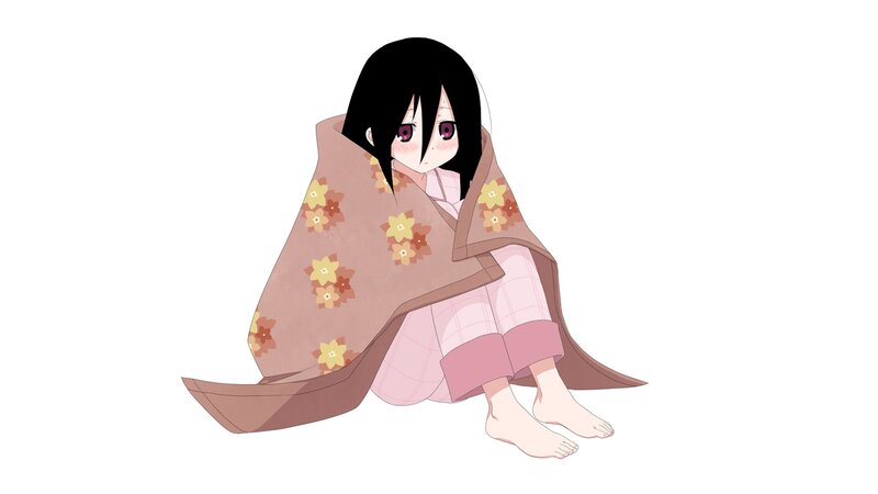 anime girl wrapped in blanket