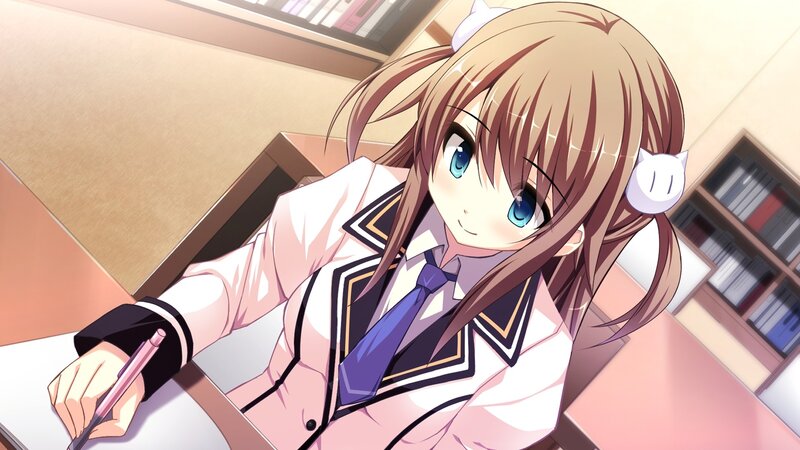 anime girl writing at desk