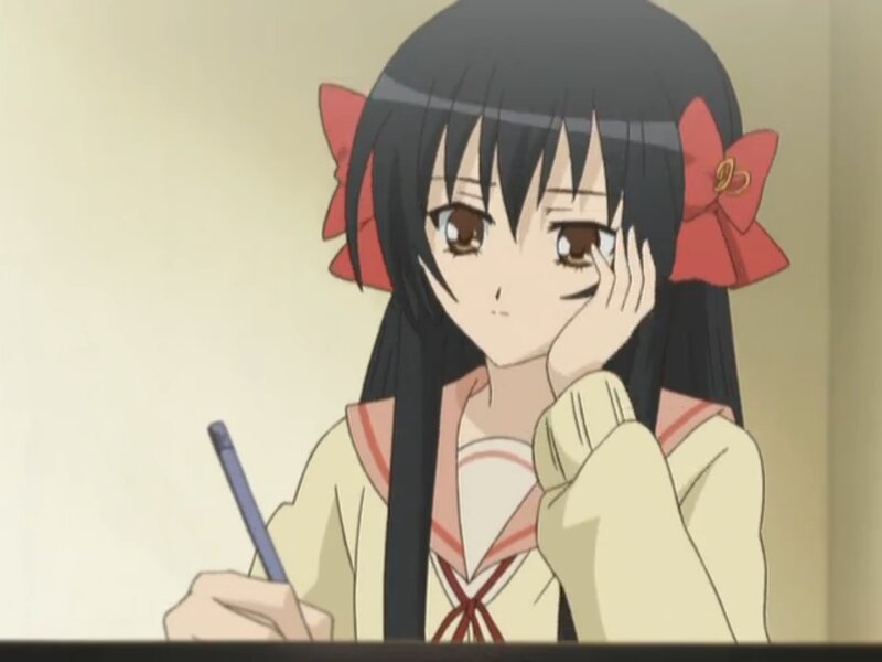 Anime Girl Writing — Black, Calm
