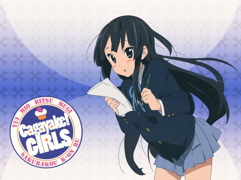 Anime Girl Writing — Blue, Focused