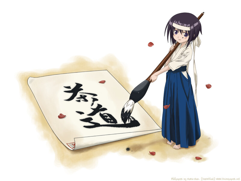 anime girl writing calligraphy