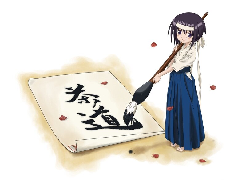 anime girl writing calligraphy
