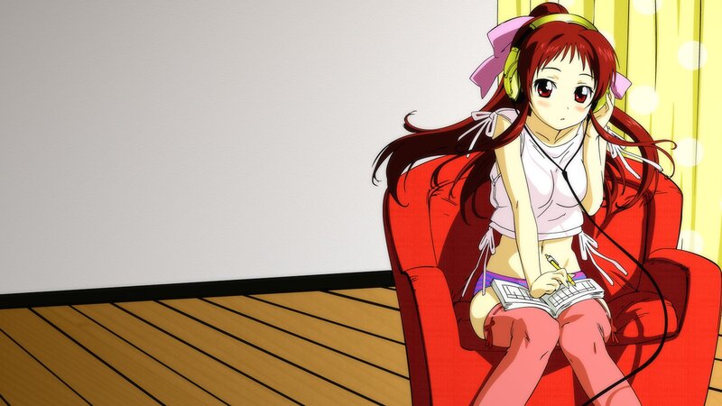 anime girl writing in notebook