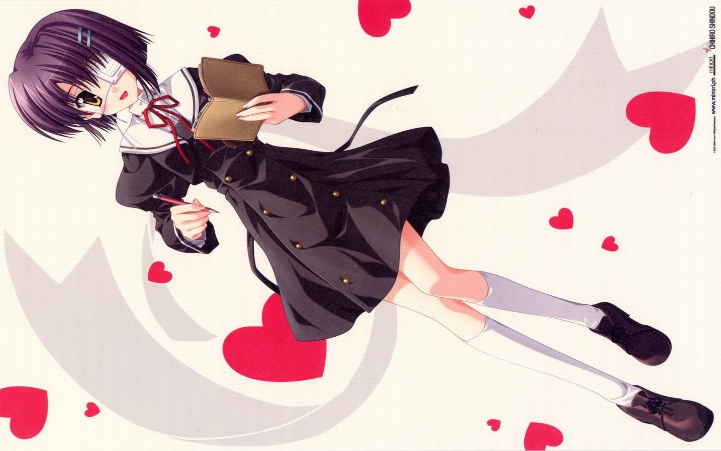 anime girl writing in notebook