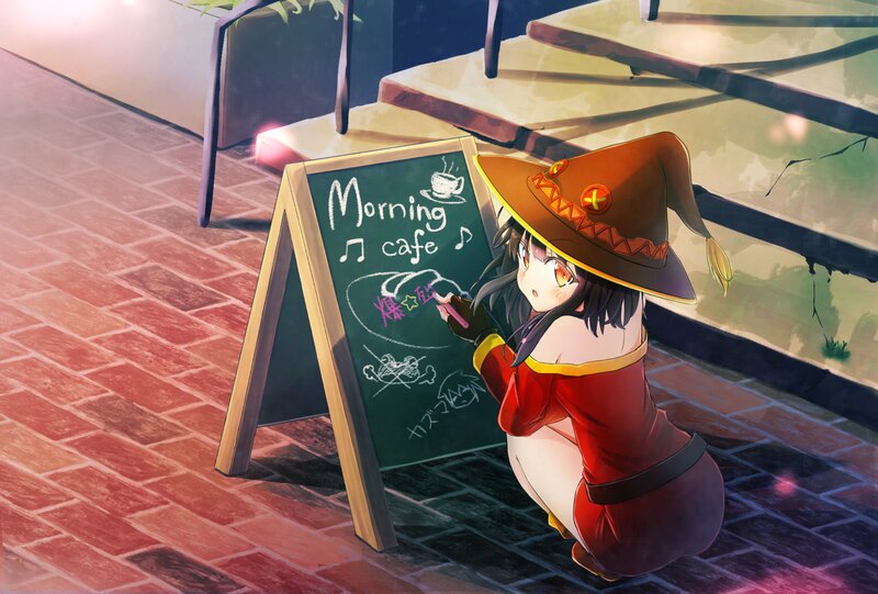Anime Girl Writing on Chalkboard