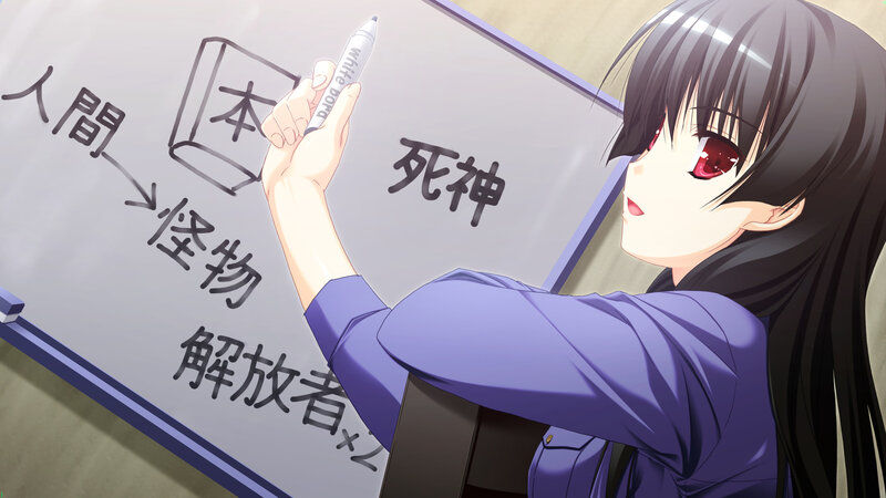 Anime Girl Writing on Whiteboard — Purple