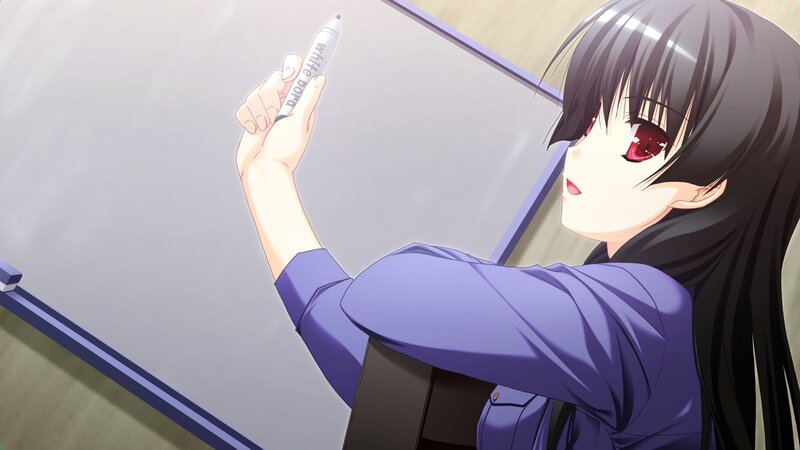 anime girl writing on whiteboard