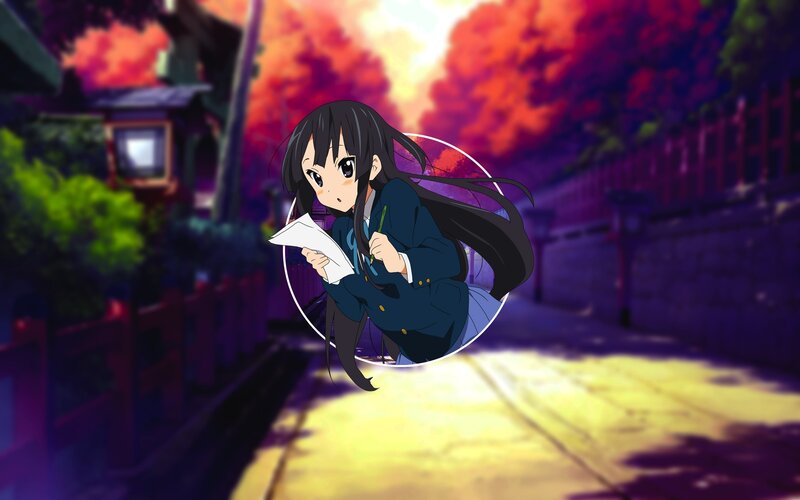 Anime Girl Writing — Purple, Dramatic