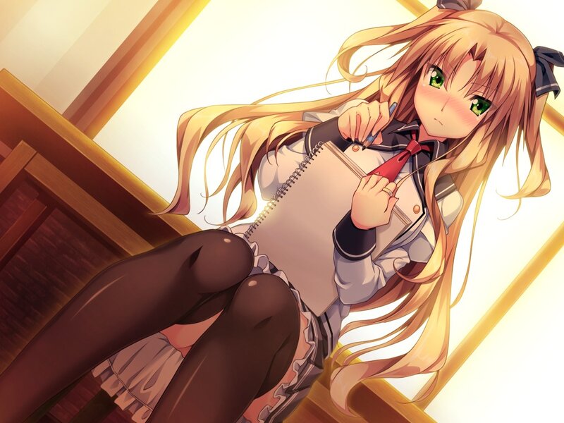 Anime Girl Writing — Yellow