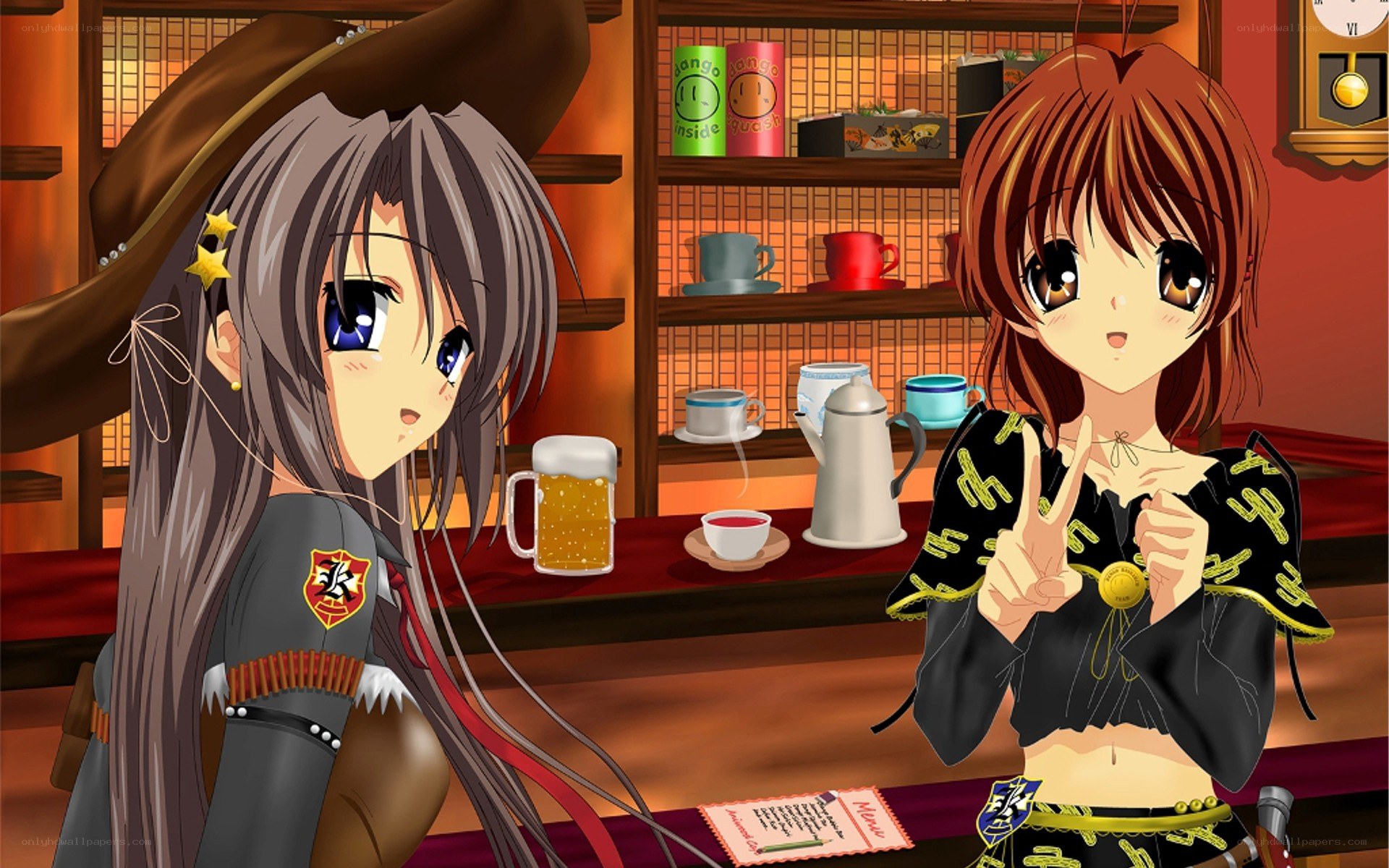 Anime girls at a bar