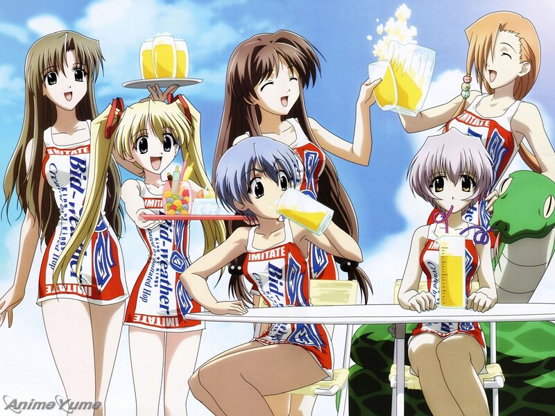 Anime girls at a beer festival