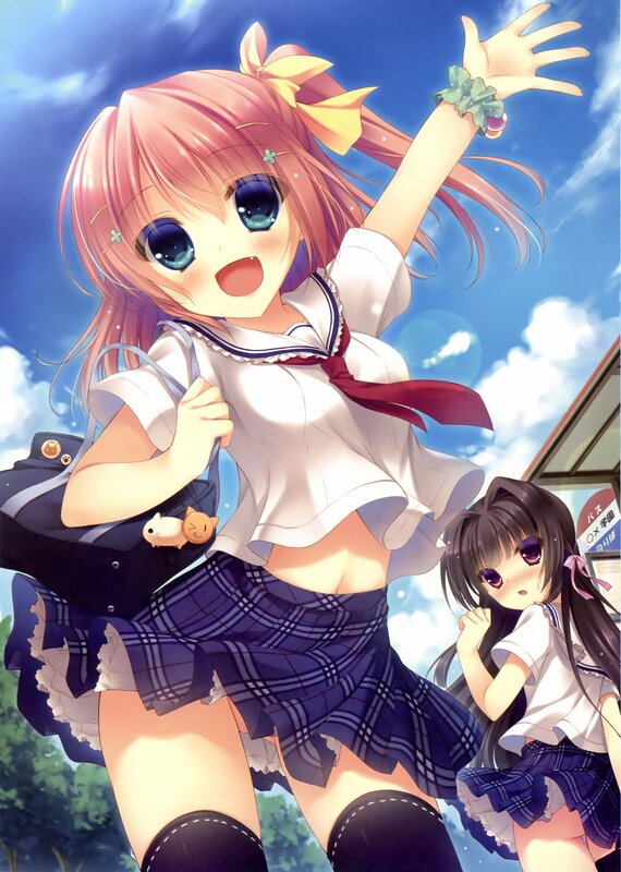 Anime girls at a bus stop