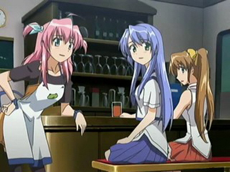 Anime girls at a cafe