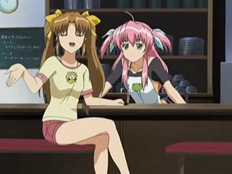 Anime girls at a counter