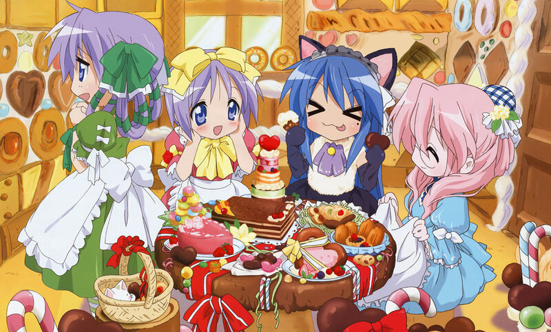 anime girls at a dessert party