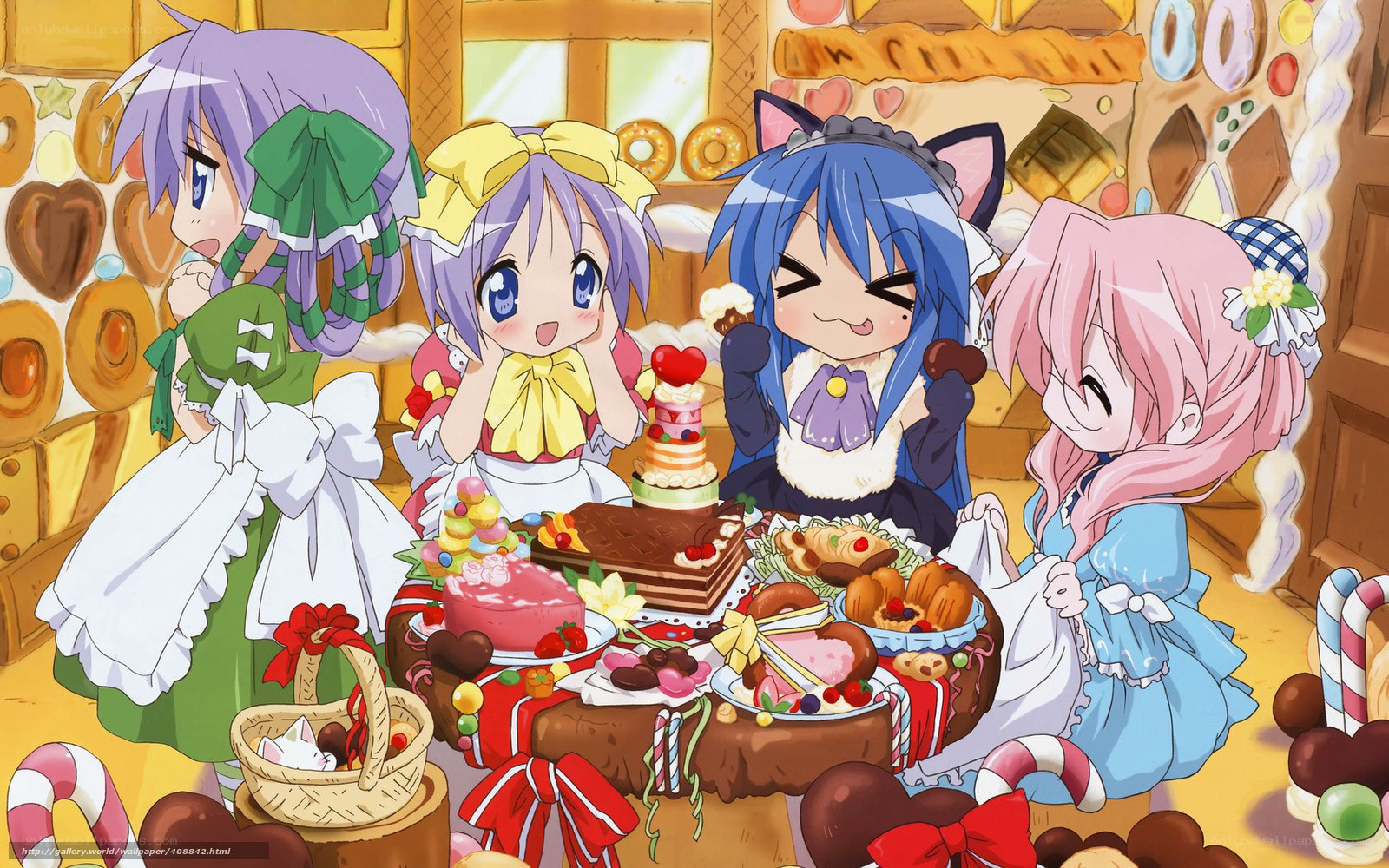 anime girls at a dessert party