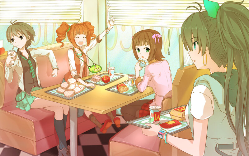 Anime Girls at a Diner — Green