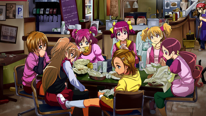 Anime Girls at a Diner — Pink
