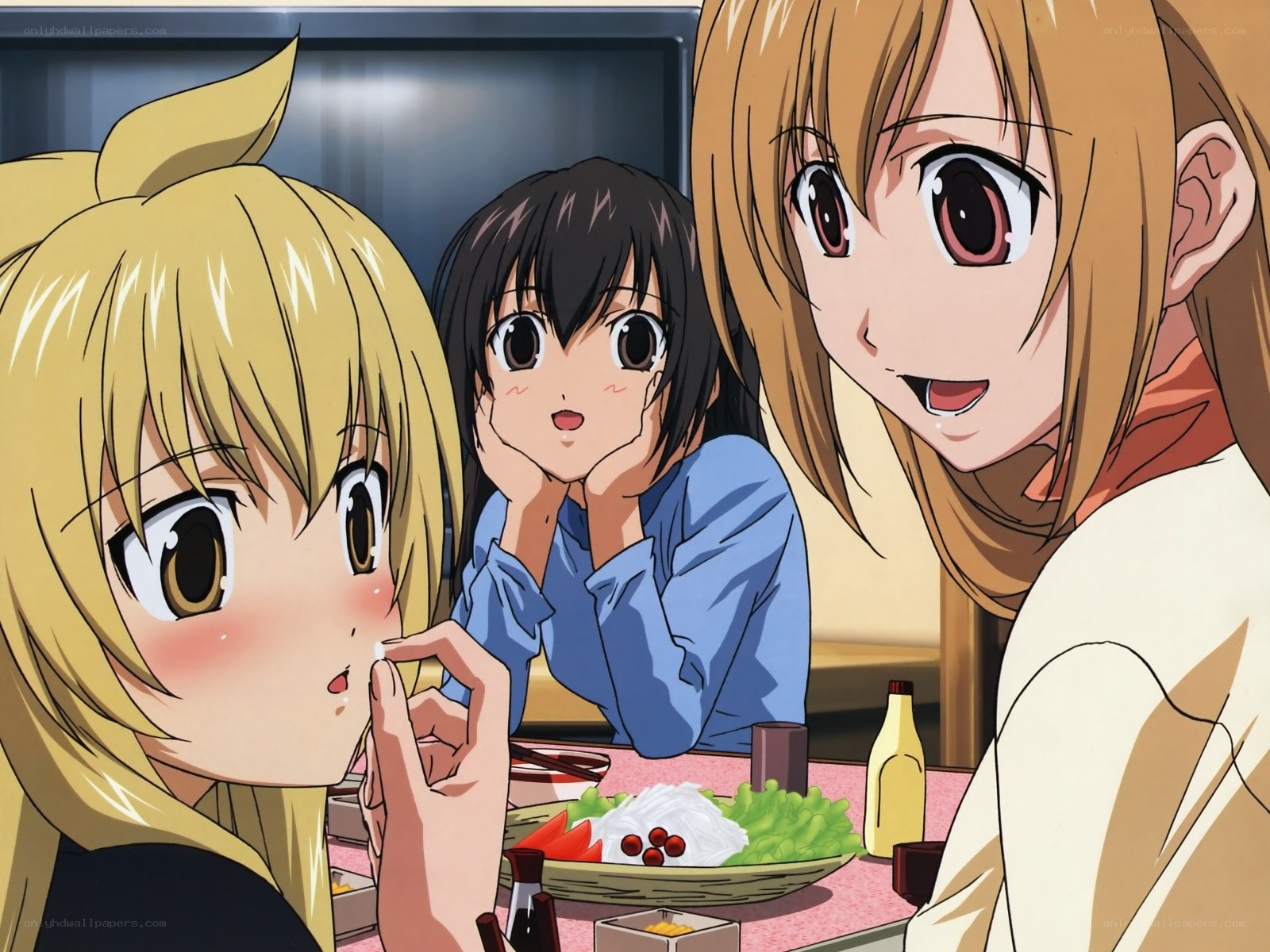 Anime girls at a dinner table