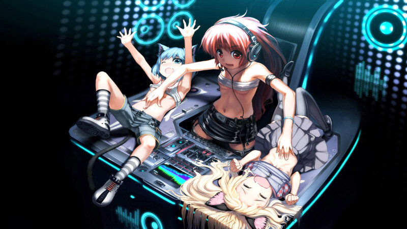 anime girls at a DJ booth