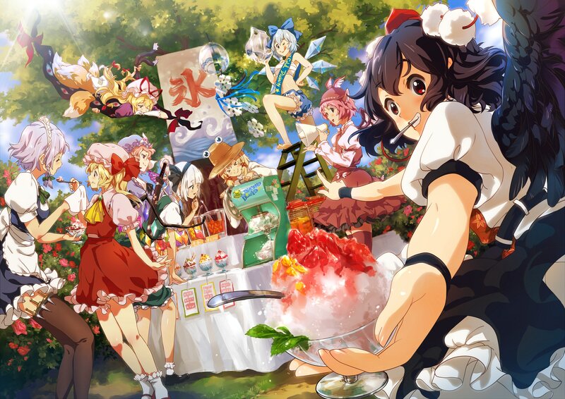 Anime Girls at a Festival — Green