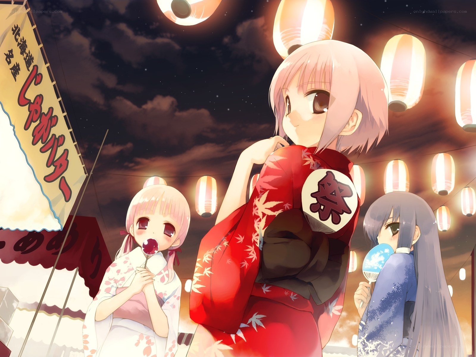 Anime girls at a festival