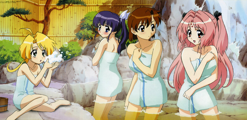 anime girls at a hot spring