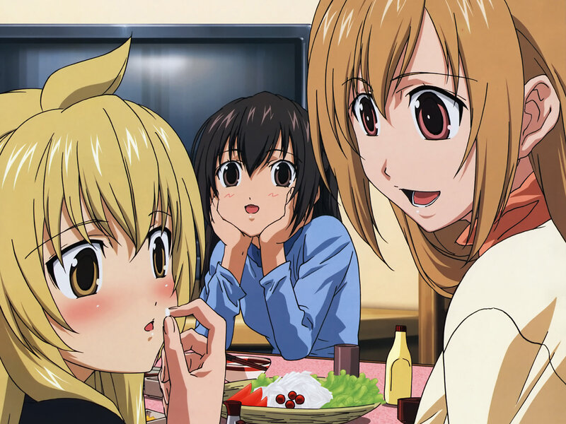 anime girls at a meal