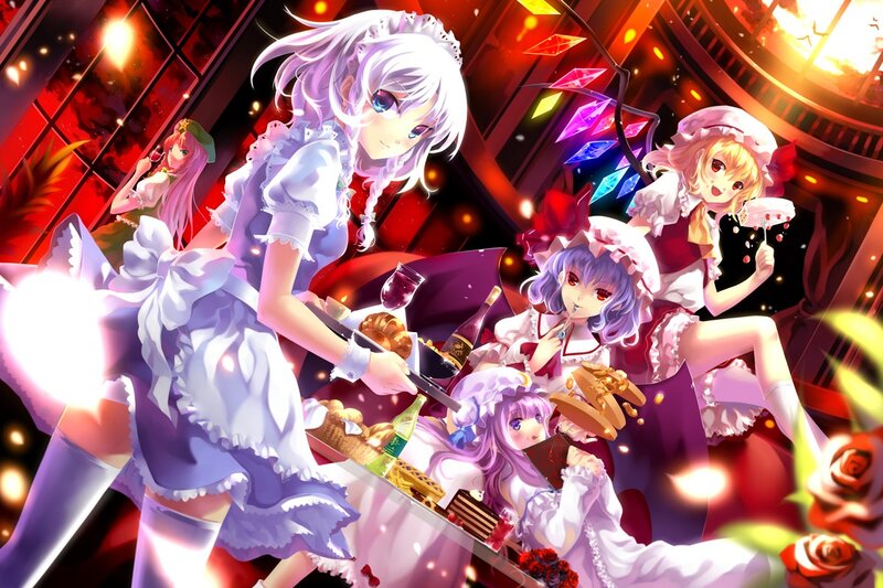 anime girls at a party