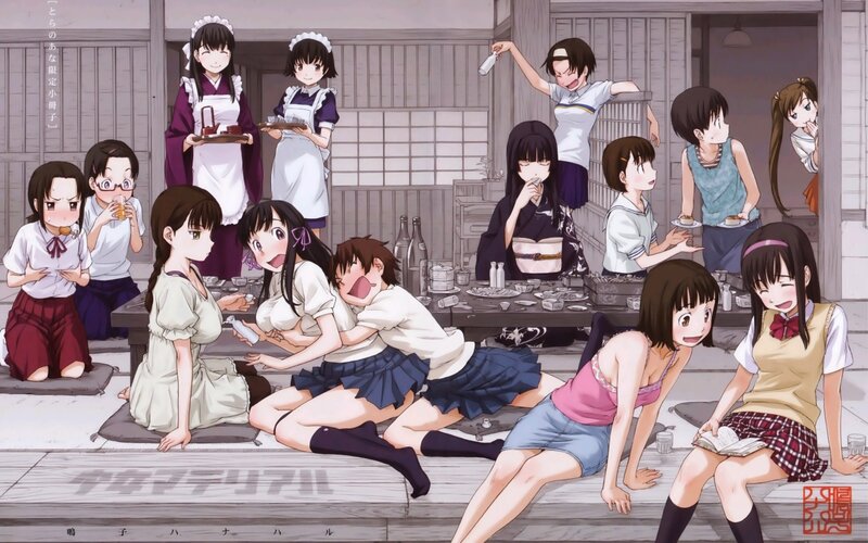 Anime girls at a party