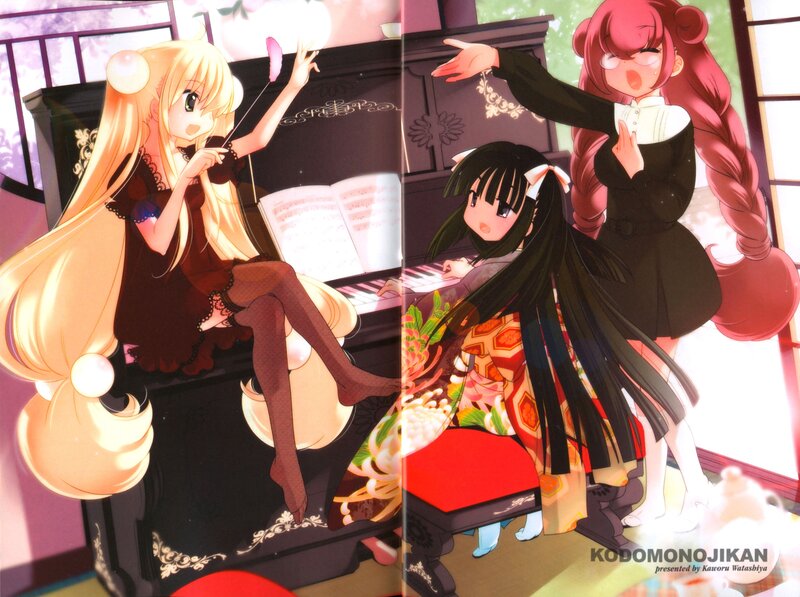 Anime girls at a piano