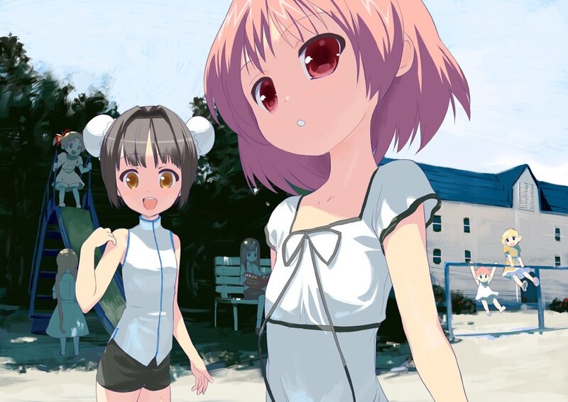 Anime girls at a playground
