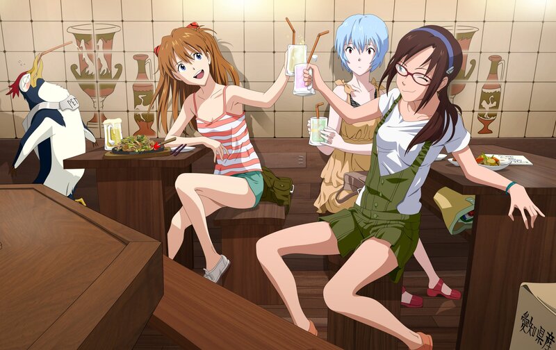 anime girls at a restaurant