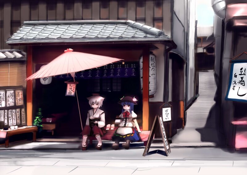 Anime girls at a shop