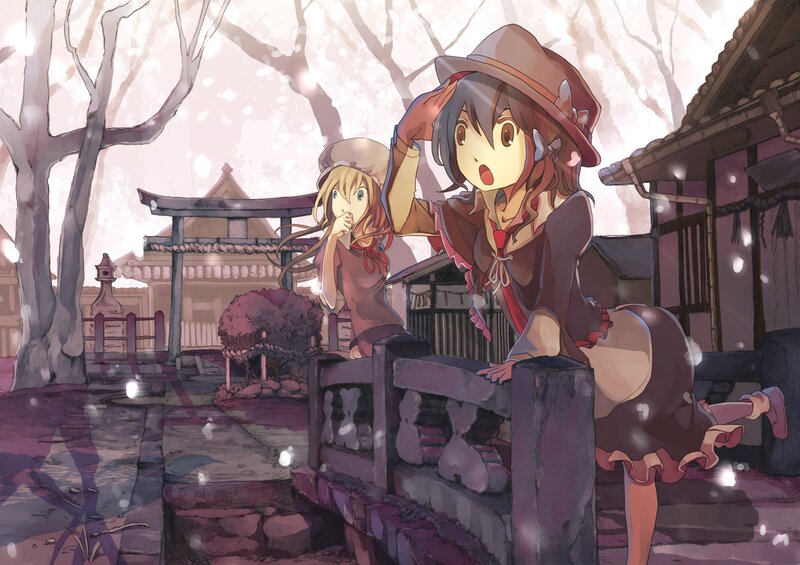 Anime girls at a shrine