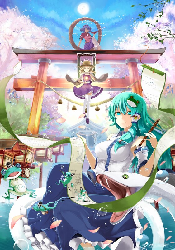 Anime girls at a shrine