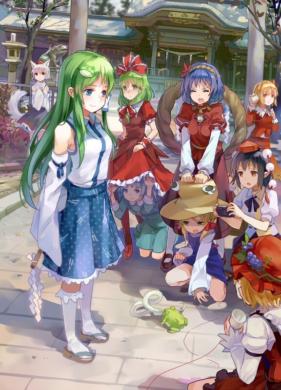 Anime girls at a shrine