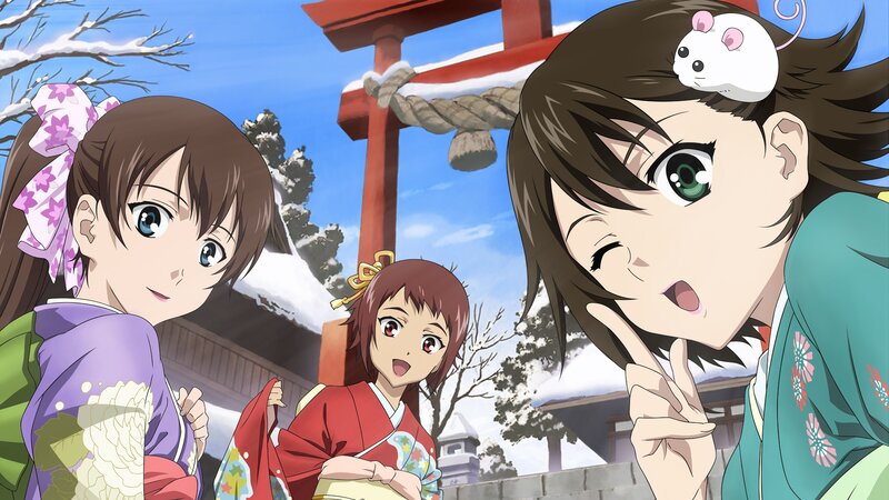 anime girls at a shrine