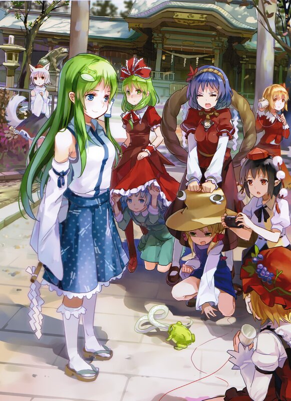 Anime girls at a shrine