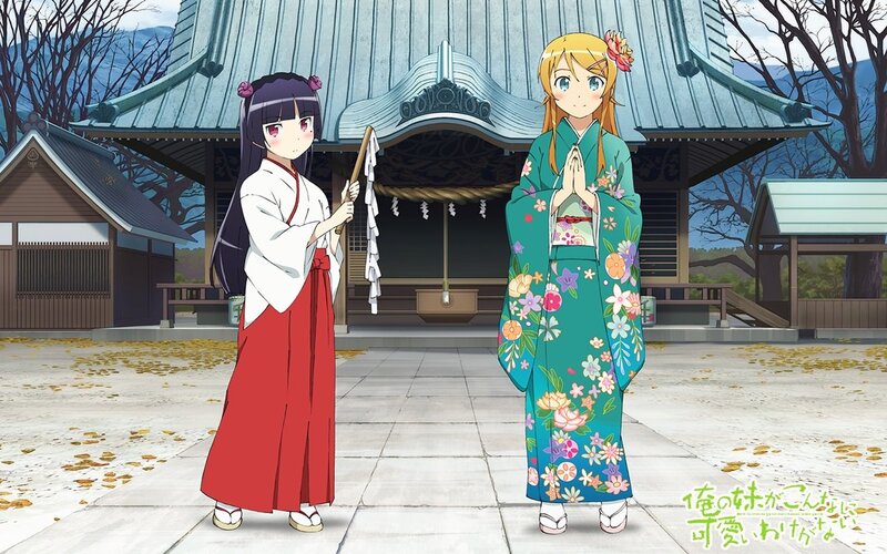 Anime girls at a shrine