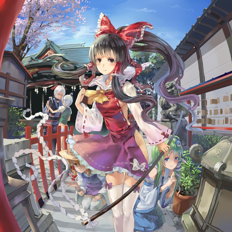 Anime girls at a shrine
