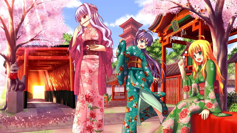 anime girls at a shrine
