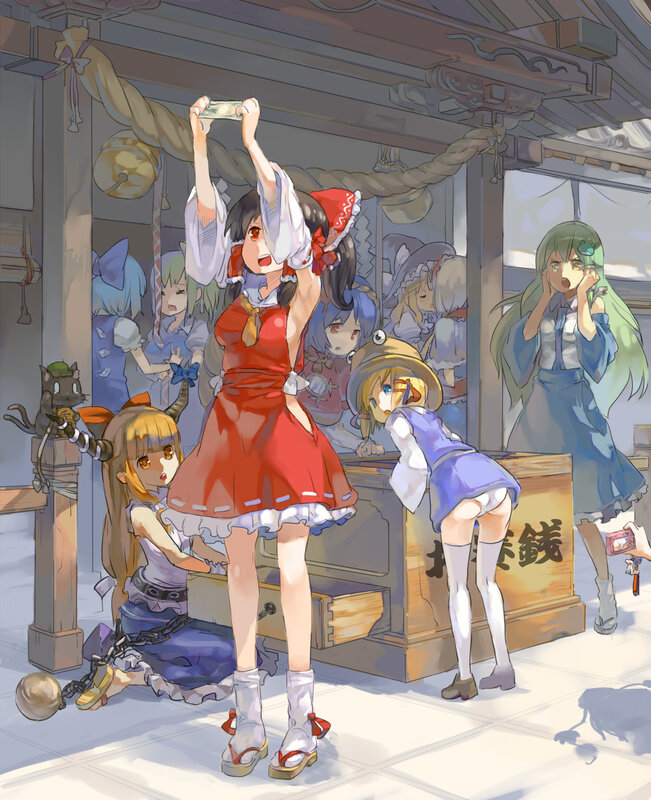 Anime girls at a shrine
